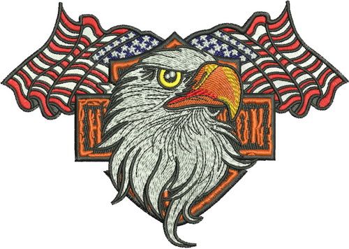 Harley and eagle machine embroidery design