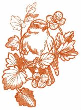 Bird hiding in flowers embroidery design