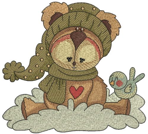 Amused bear machine embroidery design      