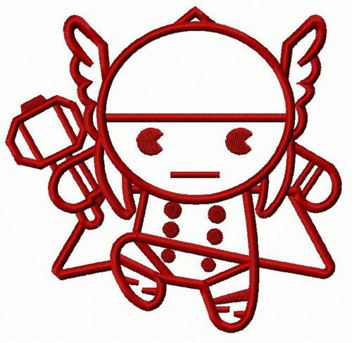 Chibi Thor attacks machine embroidery design