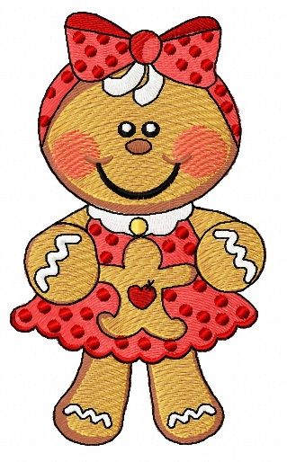 Gingerbread girl machine embroidery design