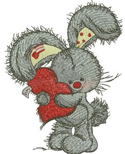 Bunny hugs your heart embroidery design