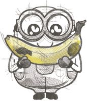 Minion banana sketch embroidery design