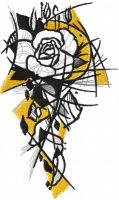 Greyscale sketch rose embroidery design