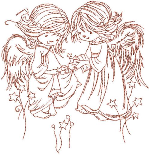 Stars for angels machine embroidery design 2