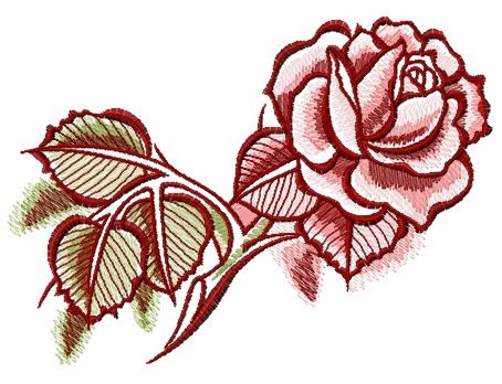 Pink rose with shadow machine embroidery design