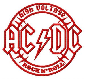 AC/DC alternative round logo embroidery design