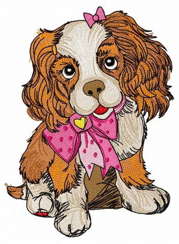 Spaniel puppy machine embroidery design