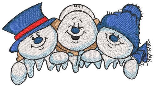 Cheerful snowmen company embroidery design
