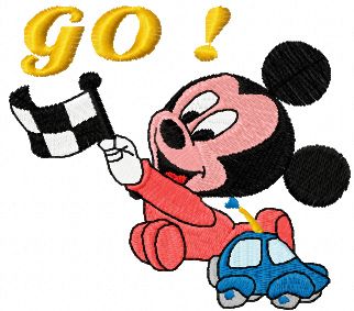 Mickey Mouse Racing machine embroidery design