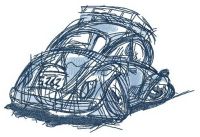 Old Volkswagen Beetle embroidery design