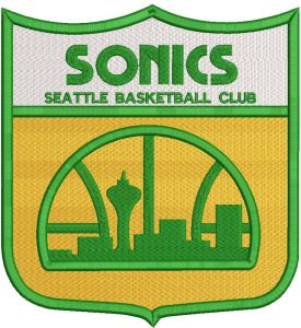Sonics Seattle basketball club logo embroidery design