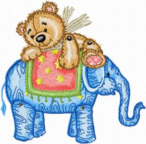 Teddy Bear and Elephant  embroidery design