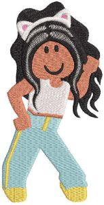Afro girl roblox dancing embroidery design