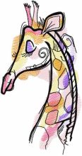 Rainbow colors giraffe embroidery design