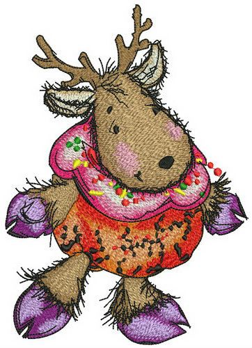 Deer in pumpkin costume machine embroidery design