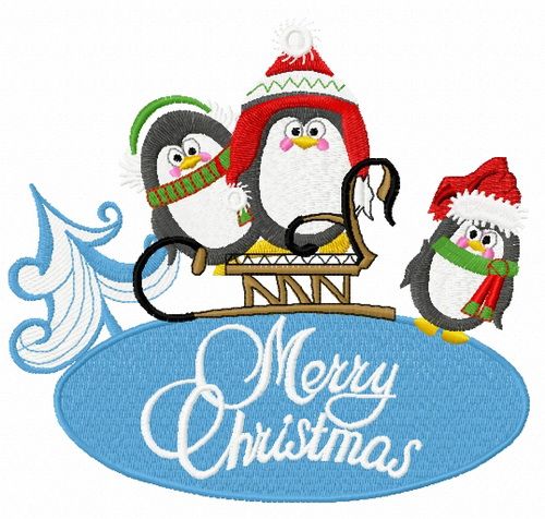 Penguin's Christmas machine embroidery design