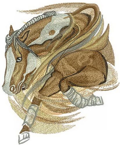 Horse running machine embroidery design    
