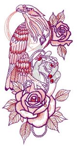 Tamed eagle embroidery design