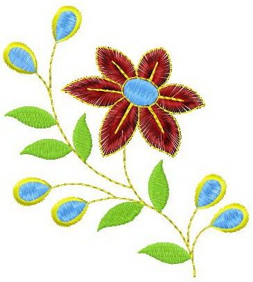 Graceful flower machine embroidery design