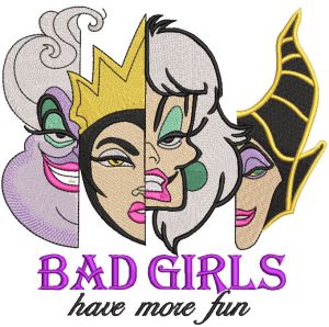 Villains Bad Girls Have More Fun embroidery design