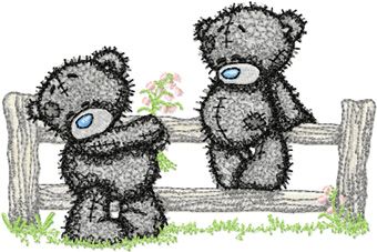Teddy bear romantic machine embroidery design