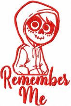 Remember me miguel one colored embroidery design