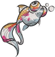 Telescope oranda fish embroidery design