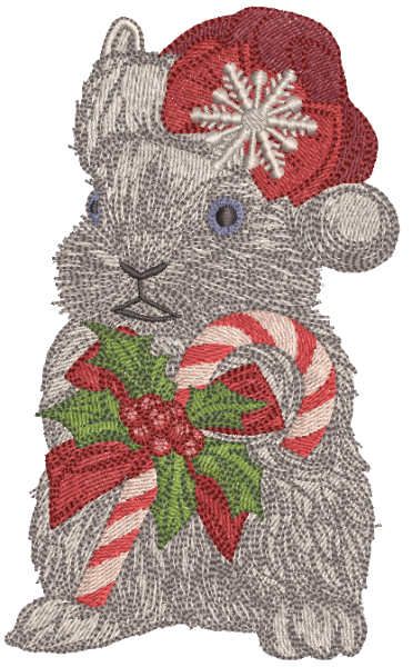 Rabbit meets Christmas embroidery design