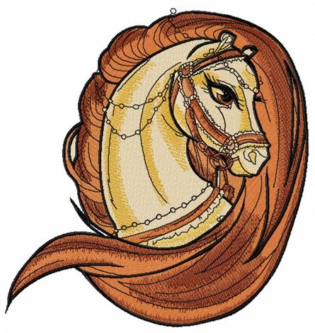 Brown horse head machine embroidery design
