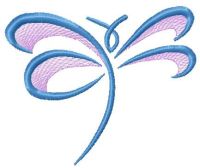 Kostenloses Stickdesign mit blauer Libelle