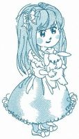 Shy girl embroidery design