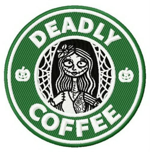 Deadly coffee machine embroidery design