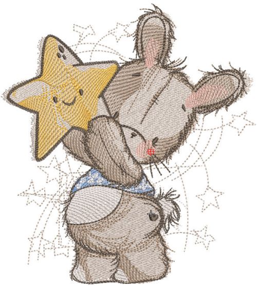 Bunny with a star free embroidery design