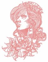 Pensive pretty girl 2 embroidery design