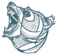 Bear roars 3 embroidery design