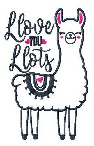  I love you lots llama machine embroidery design