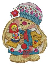 Bunny Mi with matrioshka 2 embroidery design