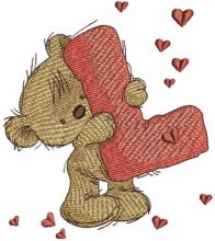 Teddy Bear with letter L embroidery design
