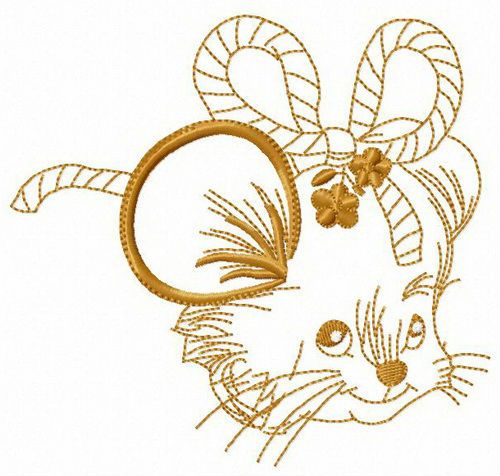 Hairstyle for mouse party machine embroidery design