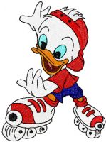 Duck roller skating embroidery design
