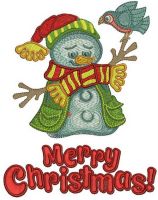 Merry Christmas snowman embroidery design