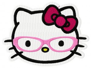 Kitten world through glasses embroidery design