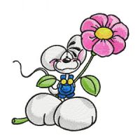 Diddl with flower embroidery design