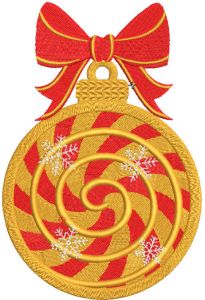 Christmas ball gold candy embroidery design