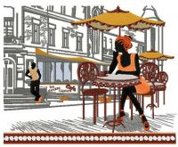 Street cafe embroidery design