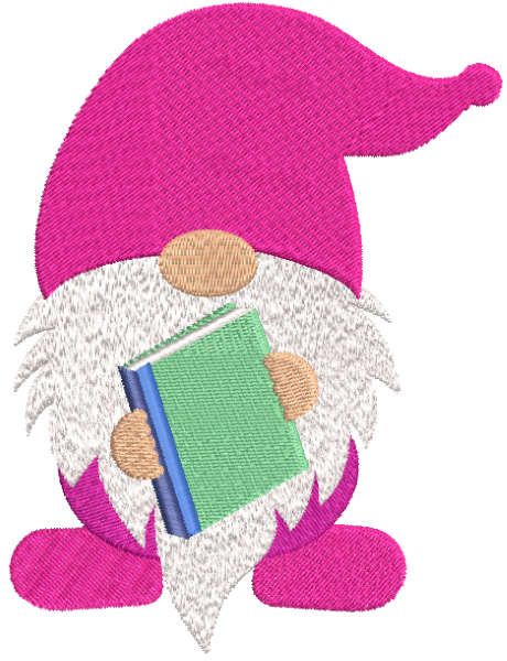 School dwarf with book embroidery design