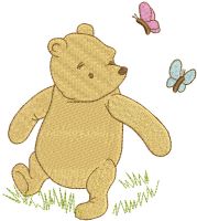 Winnie Pooh in the meadow free embroidery design
