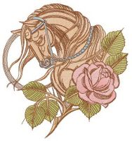 Tired horse and rose embroidery design