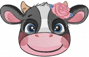 Smiling cow with rose